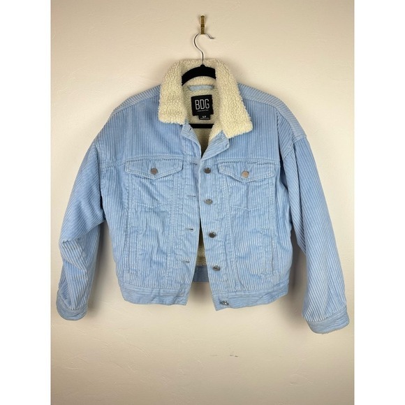EUC BDG Urban Outfitters Blue Corduroy Sherpa Lined Jacket S - Picture 1 of 7